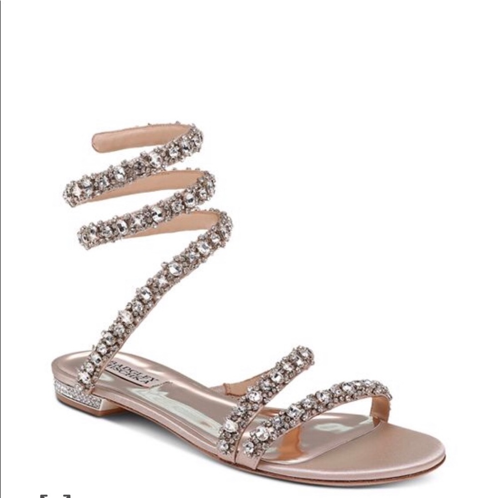 Badgley Mischka Paz embellished ankle wrap Sandels